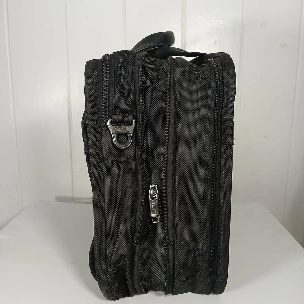 Tumi Alpha Expandable Briefcase Laptop Bag 2614D4 Mens L Black Ballistic Nylon